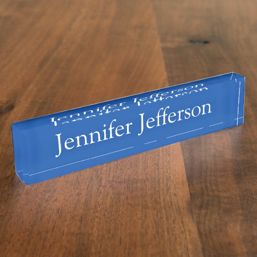 書エレガントモダン名プロフェッショナル青 デスクネームプレート (側面)