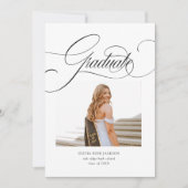 書エレガントモダン字の台本写真の卒業 案内状 (正面)