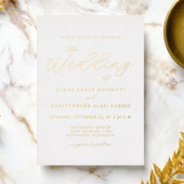 書エレガントモダン字金ゴールド白 箔招待状