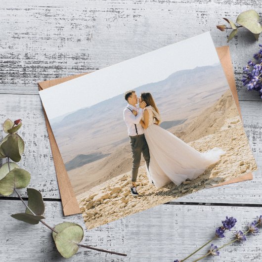 書エレガントモダン字Script 2写真結婚の サンキューカード