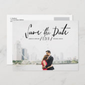 書エレガントモダン書の日付の保存 案内ポストカード (正面/裏面)