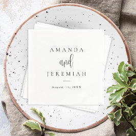 書エレガントモダン書の白黒結婚文字 スタンダードカクテルナプキン