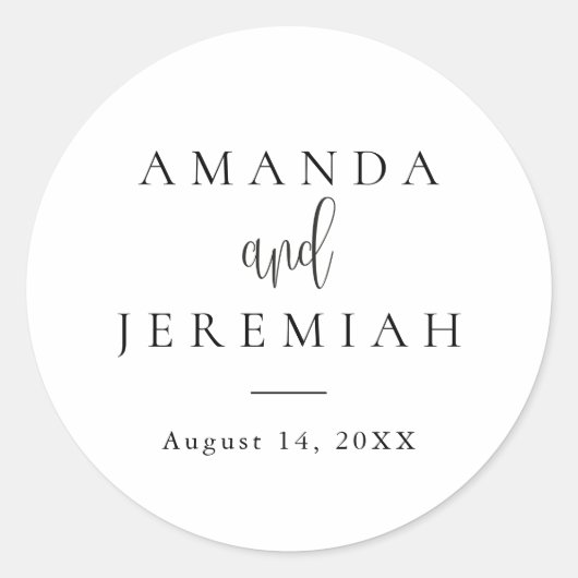書エレガントモダン書の白黒結婚文字 ラウンドシール (正面)