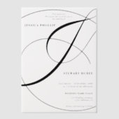 書エレガントモダン書アンパサンド結婚シック ベラム紙招待状 (正面)