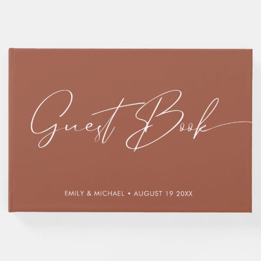 書エレガントモダン書テラコッタ結婚ズ ゲストブック (正面)