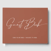 書エレガントモダン書テラコッタ結婚ズ ゲストブック (正面)