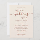 書エレガントモダン書テラコッタ結婚ズ 招待状 (正面)