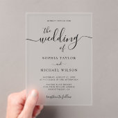 書エレガントモダン書ブラック&ホワイト結婚ズ アクリル招待状 (インサイチュ (ポータブル))