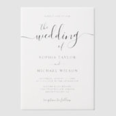 書エレガントモダン書ブラック&ホワイト結婚ズ ベラム紙招待状 (正面)