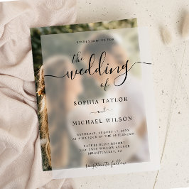 書エレガントモダン書ブラック&ホワイト結婚ズ ベラム紙招待状