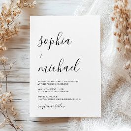 書エレガントモダン書ブラック&ホワイト結婚ズ 招待状