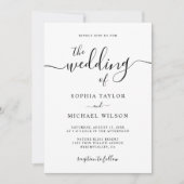 書エレガントモダン書ブラック&ホワイト結婚ズ 招待状 (正面)