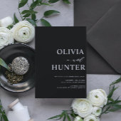 書エレガントモダン書ブラッ結婚ク 招待状