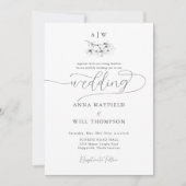 書エレガントモダン書マグノリア結婚クレスト 招待状 (正面)