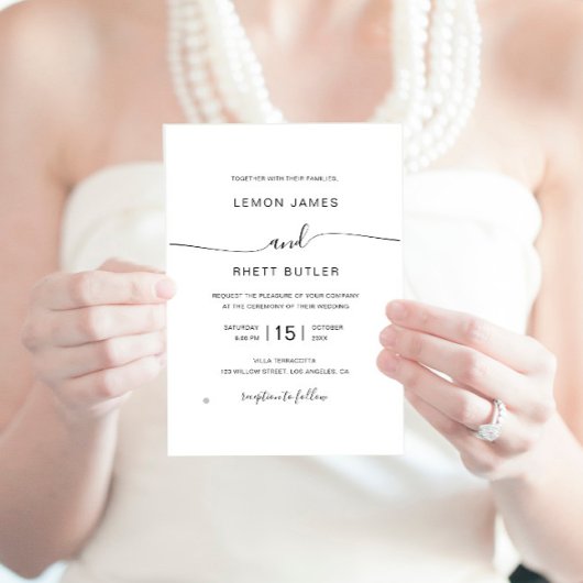 書エレガントモダン書ミニマル結婚リスト 招待状