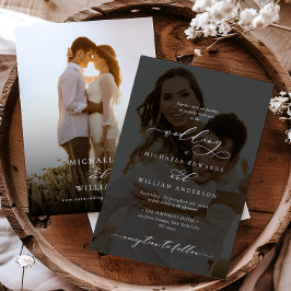 書エレガントモダン書2写真結婚の 招待状