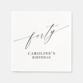 書エレガントモダン書40歳の誕生日 スタンダードカクテルナプキン (正面)