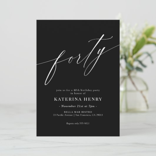 書エレガントモダン書40歳の誕生日 招待状 (スタンド正面)
