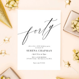 書エレガントモダン書40歳の誕生日 招待状
