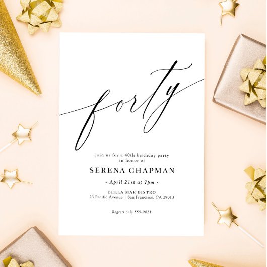 書エレガントモダン書40歳の誕生日 招待状
