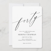 書エレガントモダン書40歳の誕生日 招待状 (正面)