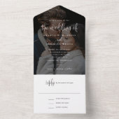 書エレガントモダン跡の写真結婚の オールインワン招待状 (内側)