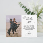 書エレガントモダン跡の写真結婚の サンキューカード (スタンド正面)