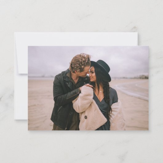 書エレガントモダン跡の写真結婚の サンキューカード (裏面)