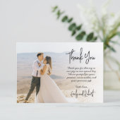 書エレガントモダン跡の写真結婚の サンキューカード (スタンド正面)