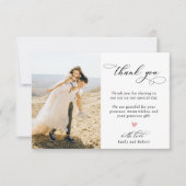 書エレガントモダン跡の写真結婚の サンキューカード (正面)