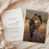 書エレガントモダン跡の写真結婚の 招待状