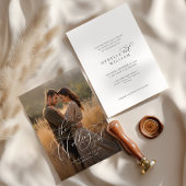 書エレガントモダン跡の写真結婚の 招待状