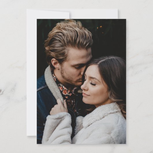 書エレガントモダン跡の写真結婚の 招待状 (裏面)