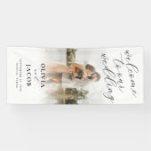 書エレガントモダン道ウェルカム結婚写真 横断幕 (横)