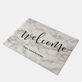 書エレガントモダン道白大理石歓迎 ドアマット (アングル)