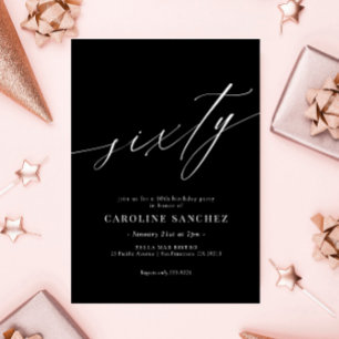 書エレガントモダン道60誕生日 招待状