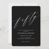 書エレガントモダン50誕生日 招待状 (正面)