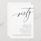 書エレガントモダン60番目のパーティー空白の 招待状 (正面/裏面)