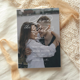 書エレガント伝統的の結婚写真 セーブザデート