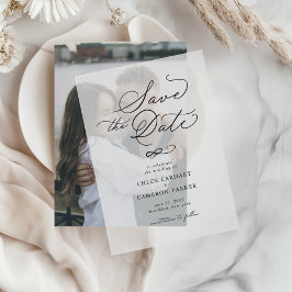 書エレガント伝統的字の結婚文字 ベラム紙招待状