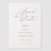 書エレガント伝統的字の結婚文字 ベラム紙招待状 (正面)