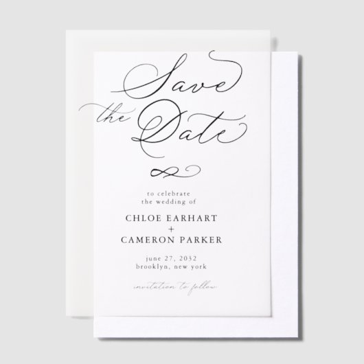 書エレガント伝統的字の結婚文字 ベラム紙招待状 (オフセット)