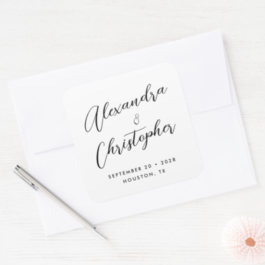 書エレガント名結婚式の引き出物 スクエアシール (封筒)