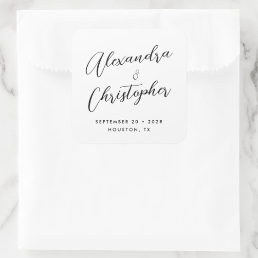 書エレガント名結婚式の引き出物 スクエアシール (バッグ)