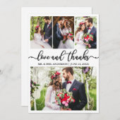 書エレガント好感謝してい4結婚写真 サンキューカード (正面/裏面)