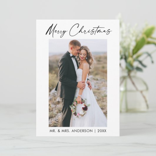 書エレガント字の筆結婚記写真 シーズンカード (スタンド正面)