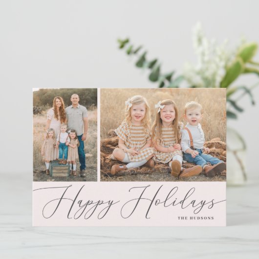 書エレガント字シンプル2フォトホリデー シーズンカード (スタンド正面)