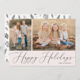 書エレガント字シンプル2フォトホリデー シーズンカード