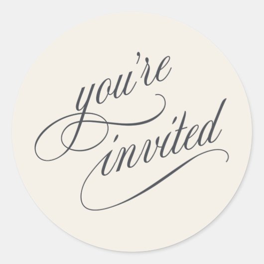 書エレガント字スクリプトタイポグラフィ ラウンドシール (正面)