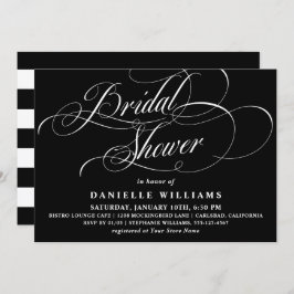 書エレガント字スクリプトブライダルシャワー 招待状